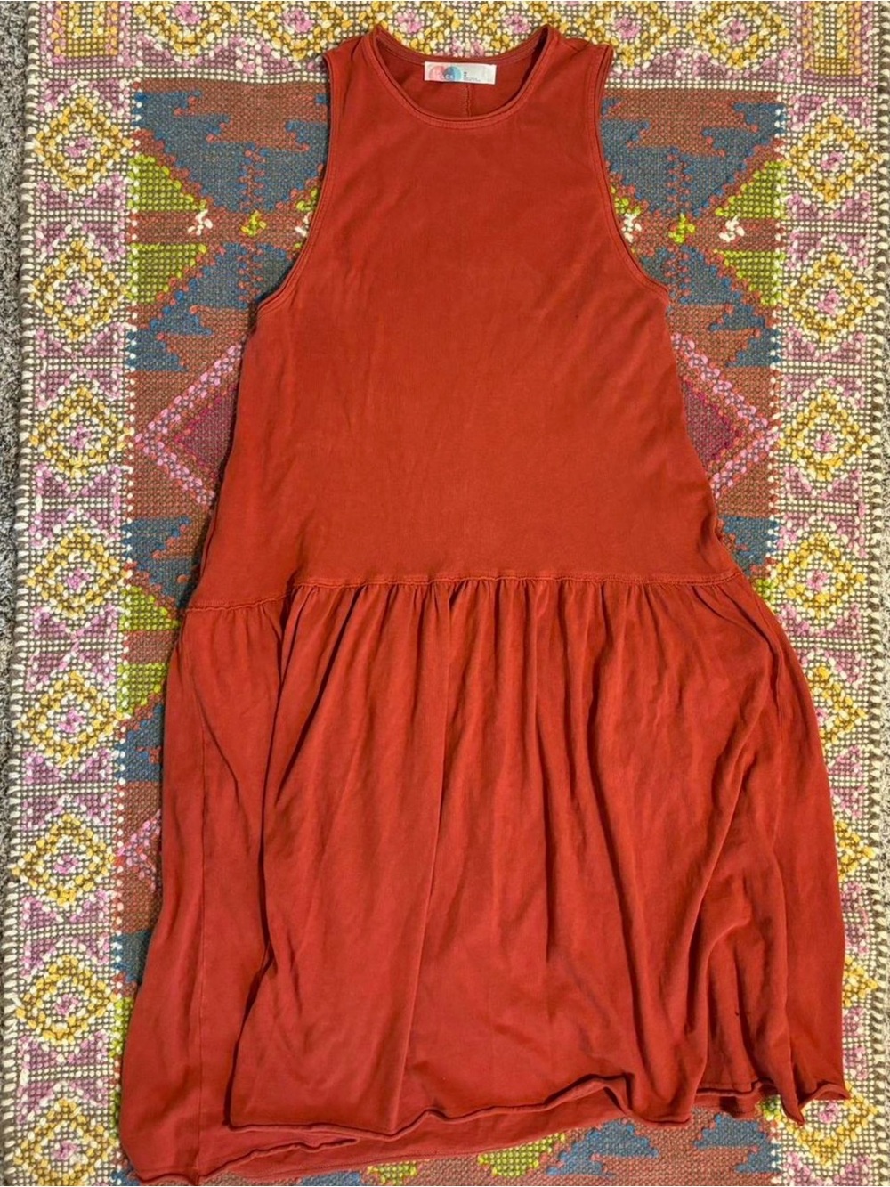 Free People Burnt Orange Sleeveless Midi Tank Dress